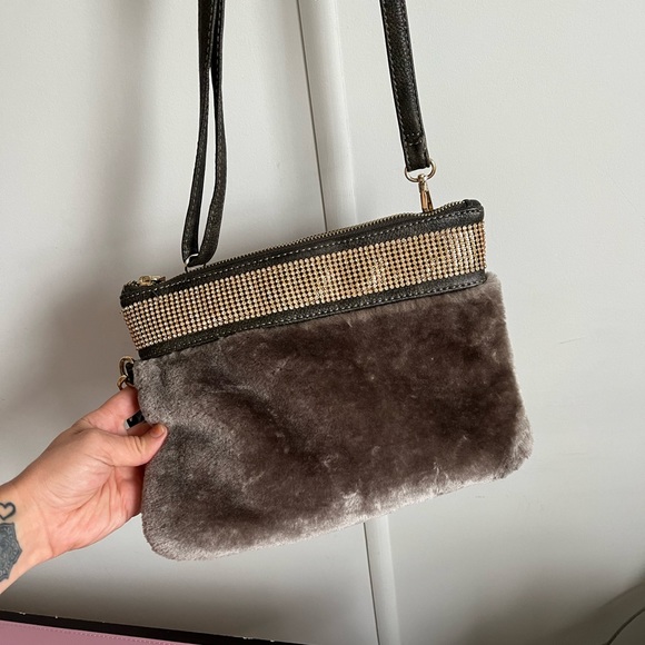4/$60 Faux-fur/Faux-leather Purse With Rhinestone Decor - Picture 6 of 7